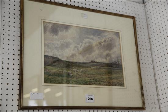 Watercolour, sheep scene